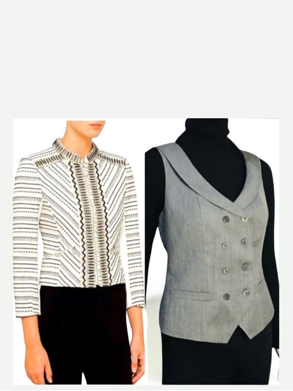 NWOT Ted Baker London Crop Tweeted Beaded Jacket and Vest Side 2